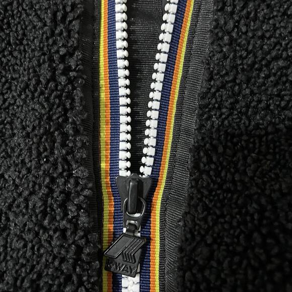 K-Way Jacket Men Size XL Black Le Vrai Orsetto 3.0 Sweatshirt Teddy Sherpa Hood - Picture 8 of 9